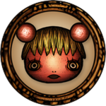 Badge icon for ボンボン頭の子 (the pom-pom-headed child) in Hanamushi's Doll Adventure
